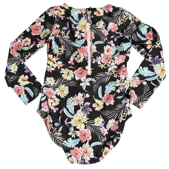 NWT Art Class Big Girl Size Large 10/12 Plus 50+ UPF Long Sleeve Swimsuit Floral - Picture 3 of 11